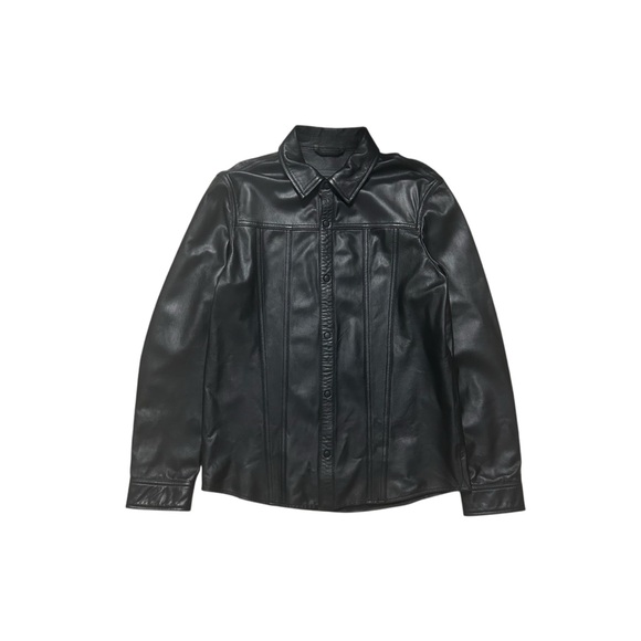 New John Varvatos Black Leather Shirt Jacket Mens Size 48